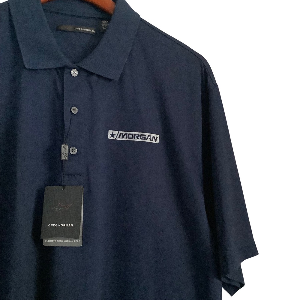 Greg Norman Mens Navy Blue Morgan Logo Ultimate Polo Shirt XL New With Tags